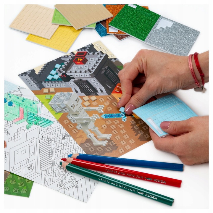 Kolorowanka + kreatywna mozaika dla chłopca MINECRAFT zestaw KIDEA