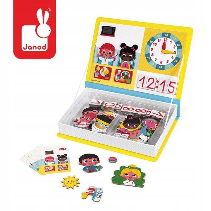Układanka magnetyczna Magnetibook Uczę się zegarka, dla dzieci, 3+, Janod