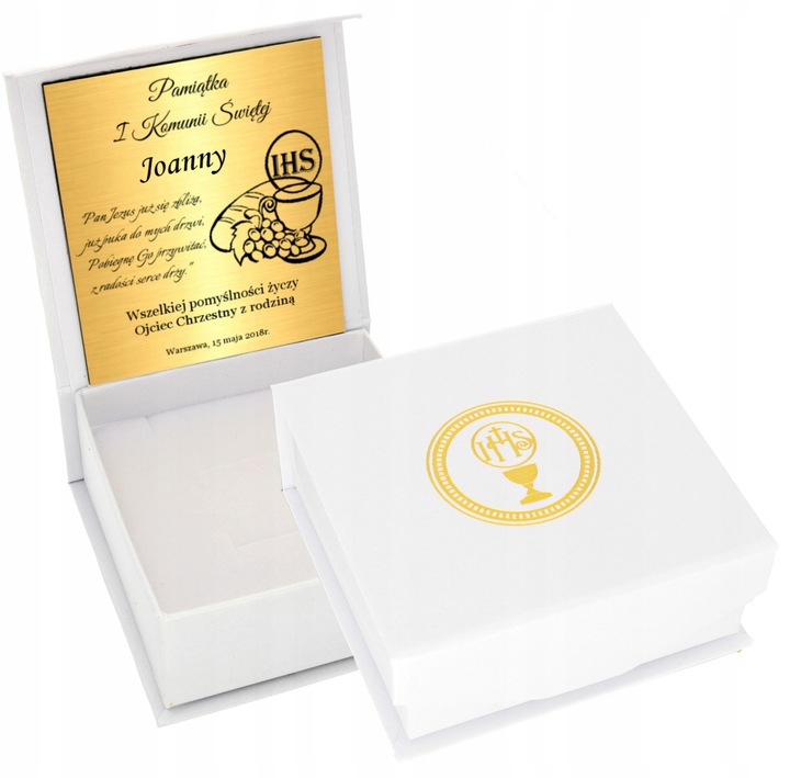 Złoty Łańcuszek 925 Krzyżyk Medalik Komunia Chrzest Bierzmowanie Grawer
