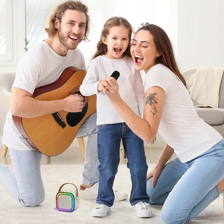 ZESTAW DO KARAOKE DLA DZIECI 2 MIKROFONY GŁOŚNIK BEZPRZEWODOWY NA BLUETOOTH