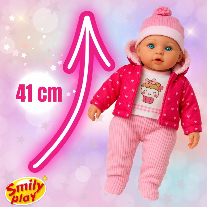 SMILY PLAY Duża lalka miękki bobas mówi śpiewa interaktywna PL ENG 41 cm