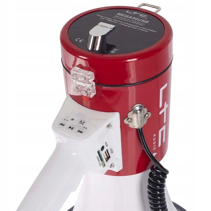 Profesjonalny MEGAFON 50W USB SD MP3 akumulator
