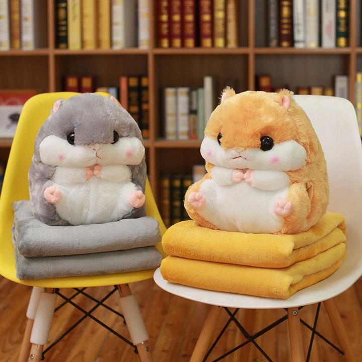 CHOMIK PLUSZOWY PRZYTULANKA PLUSZAK MIŚ PODUSZKA Z KOCEM MASKOTKA DUŻY 40CM