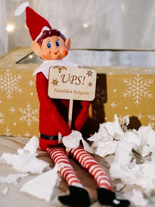 ZESTAW UBRANKA I AKCESORIA DLA ELFA PSOTNIKA ELF ON THE SHELF HAMAK KOCYK