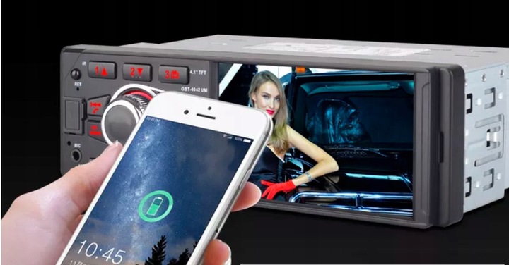 Radio Samochodowe 1DIN 4,1''USB BLUETOOTH AUX SD Kamera Cofania Pilot