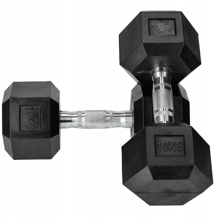 HANTEL ŻELIWNY OGUMOWANY CIĘŻAREK HEX 10KG SOLIDNY WYTRZYMAŁY STALOWY PRO