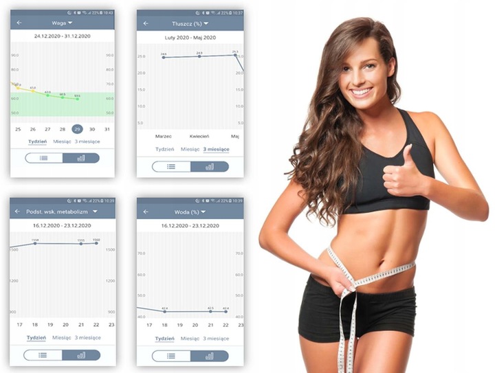 WAGA ŁAZIENKOWA ANALITYCZNA SMART APLIKACJA BLUETOTH SZKŁO + BATERIE GRATIS