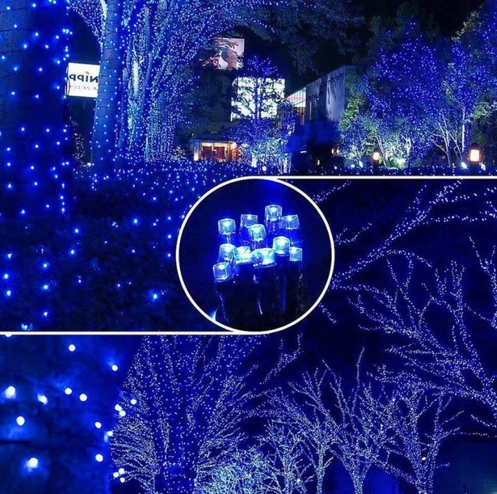 LAMPKI CHOINKOWE 1000 LED NIEBIESKI STAŁE + FLASH ZEWNĘTRZNE