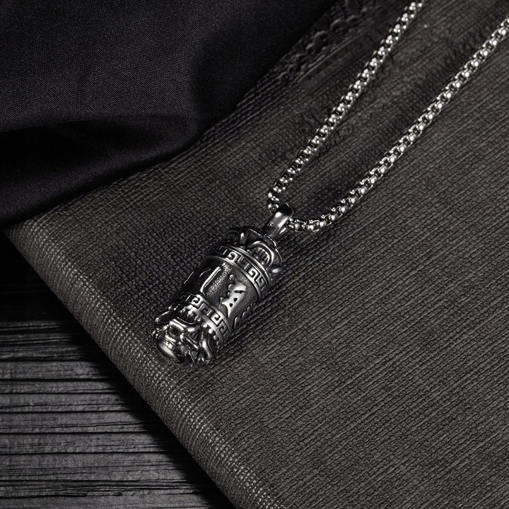 NASZYJNIK MĘSKI SEKRETNIK SREBRNY WISIOREK OTWIERANY STAL CHIRURGICZNA 316L