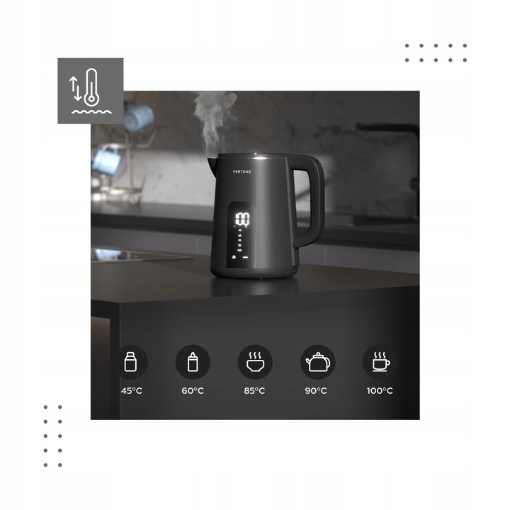 Czajnik Elektryczny Smart TUYA VERTENZ 1,7L LED WARM Cool Touch 2000W