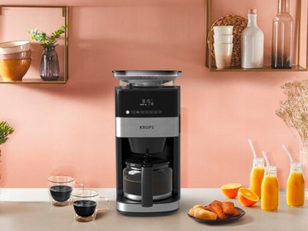 Ekspres przelewowy z wbudowanym młynkiem żarnowo-stalowy KRUPS KM8328