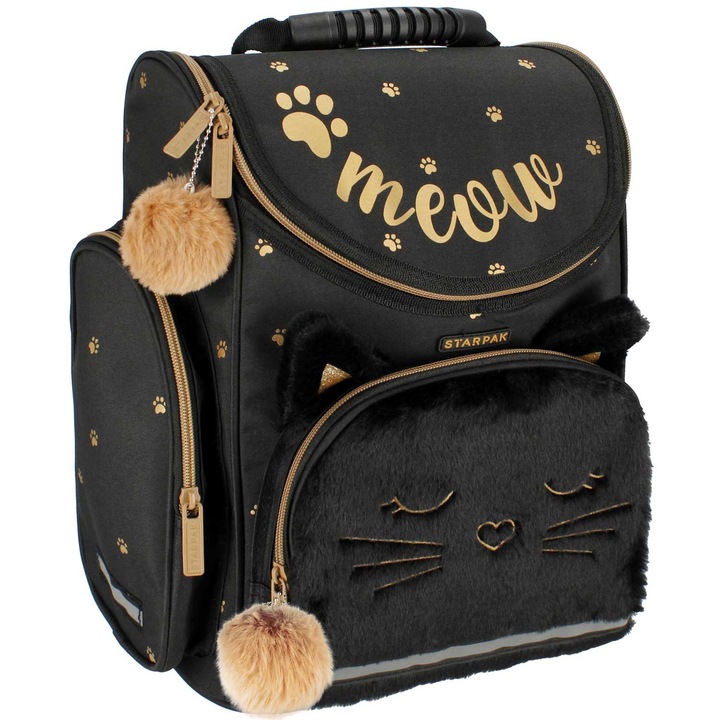 TORNISTER PLECAK SZKOLNY DLA DZIEWCZYNKI KLASY 1 3 FUTERKO USZY KOT KOTEK