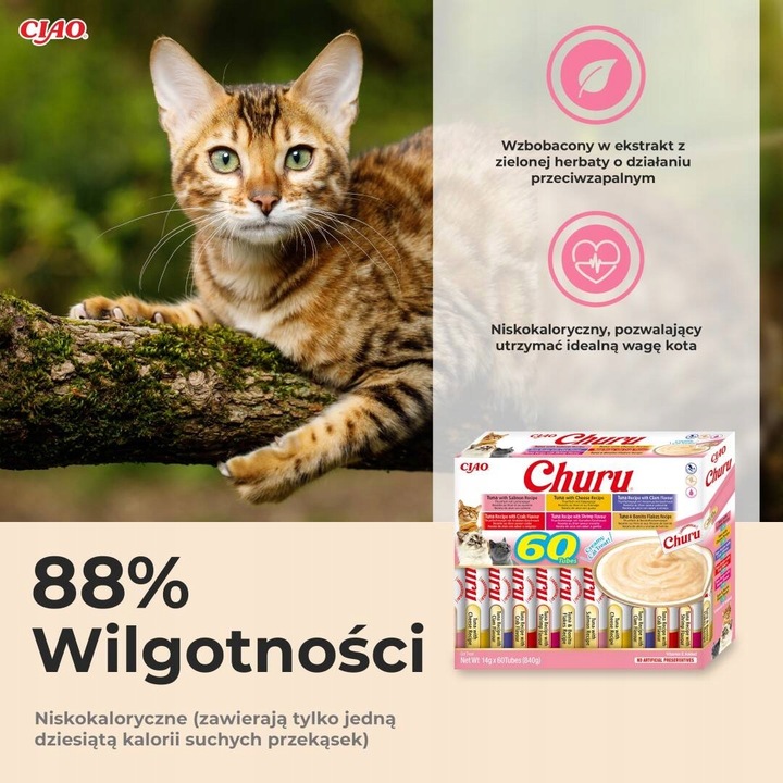 Inaba Cat Churu 60x14g (840g) Kremowy Przysmak Dla Kota Mix Z Tuńczykiem