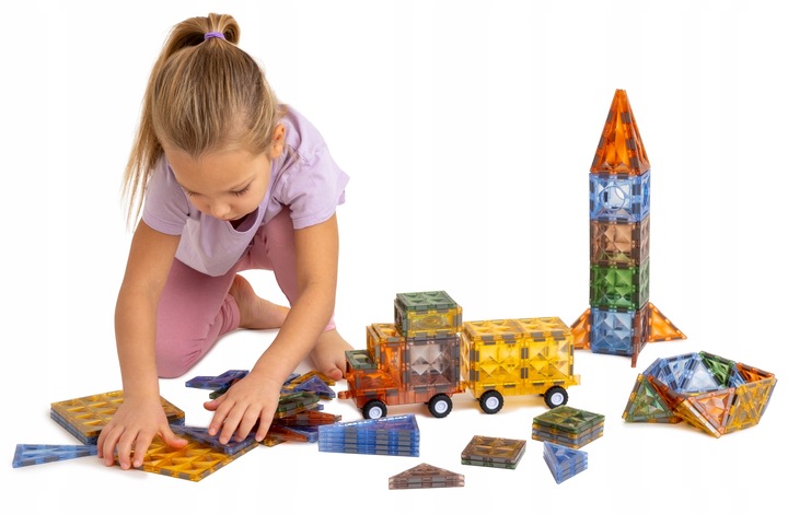 Klocki magnetyczne konstrukcyjne MEGA ZESTAW 100 el. DUŻE Magnetic Blocks