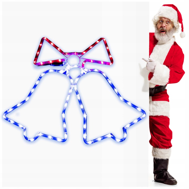 Lampki LED Czerwone Niebieskie Zewnętrzne Świąteczne Dzwonki Choinkowe IP44