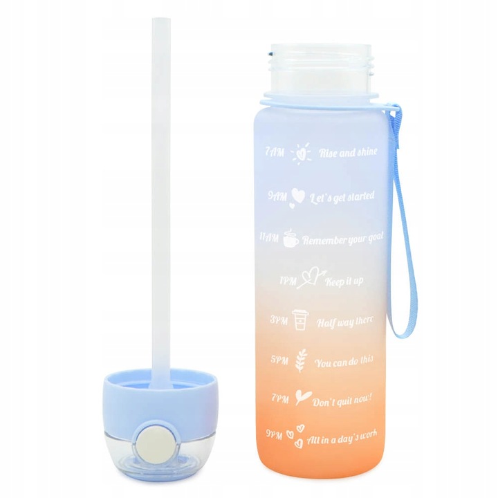 Butelka Na Wodę Bidon z Miarką Ze Słomką Na Siłownie Fitness 700ml + Gratis