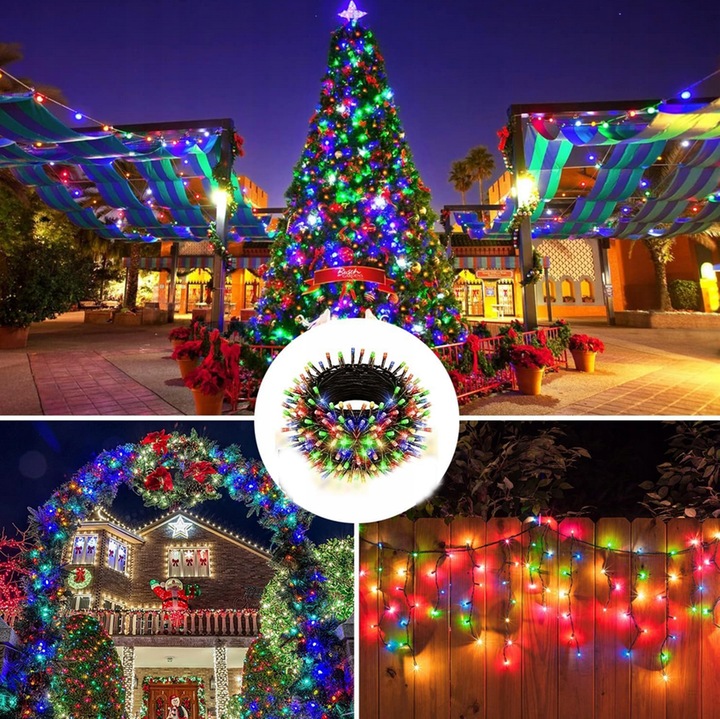 LAMPKI CHOINKOWE NA CHOINKĘ ŚWIĄTECZNE 500 LED MULTIKOLOR WEWNETRZNE ZEW.