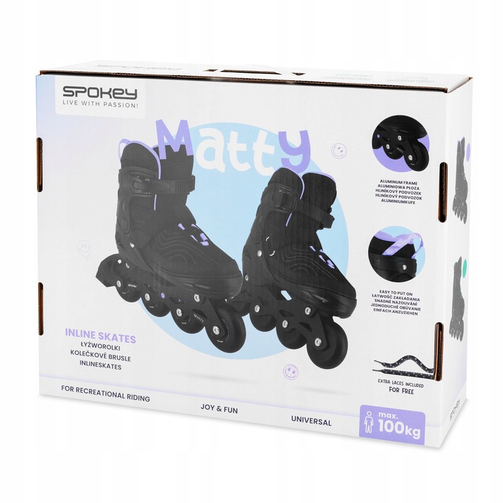 Rolki łyżworolki rekreacyjne dla młodzieży i dorosłych roz.reg.35-38 Spokey
