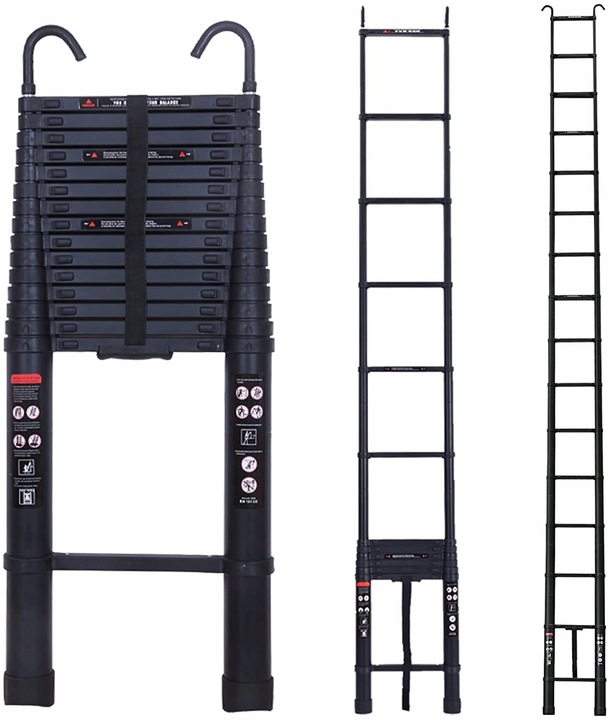 6,2 m Składana TELESKOPOWA DRABINA z wolnym hakiem