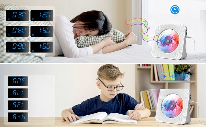 Wszechstronny odtwarzacz CD z Bluetoothem Wbudowane podwójne głośniki HiFi