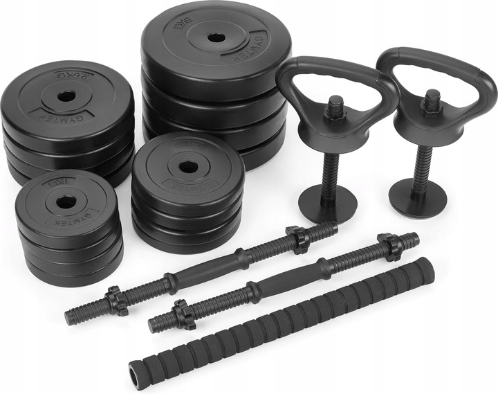 HANTLE REGULOWANE KOMPOZYTOWE ZESTAW 2X20KG + HANTEL KETTLEBELL GYMTEK