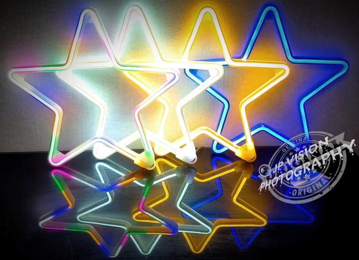 OZDOBA ŚWIĄTECZNA GWIAZDA NEON LED okno KOLOROWA WEWNĘTRZNA ZEWNĘTRZNA