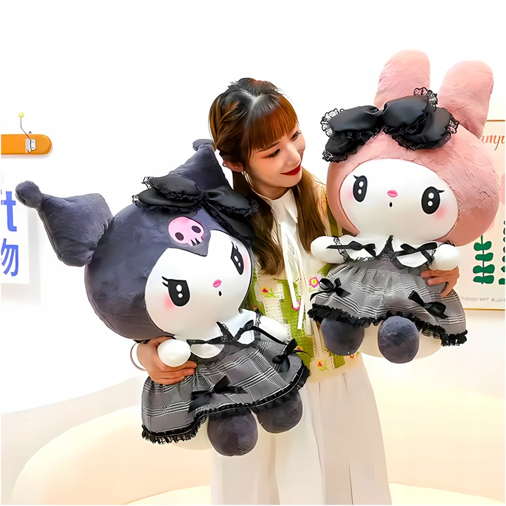 HELLO KITTY KUROMI MASKOTKA PLUSZAK ZABAWKA CZARNA SUKIENKA KOTEK 85 CM