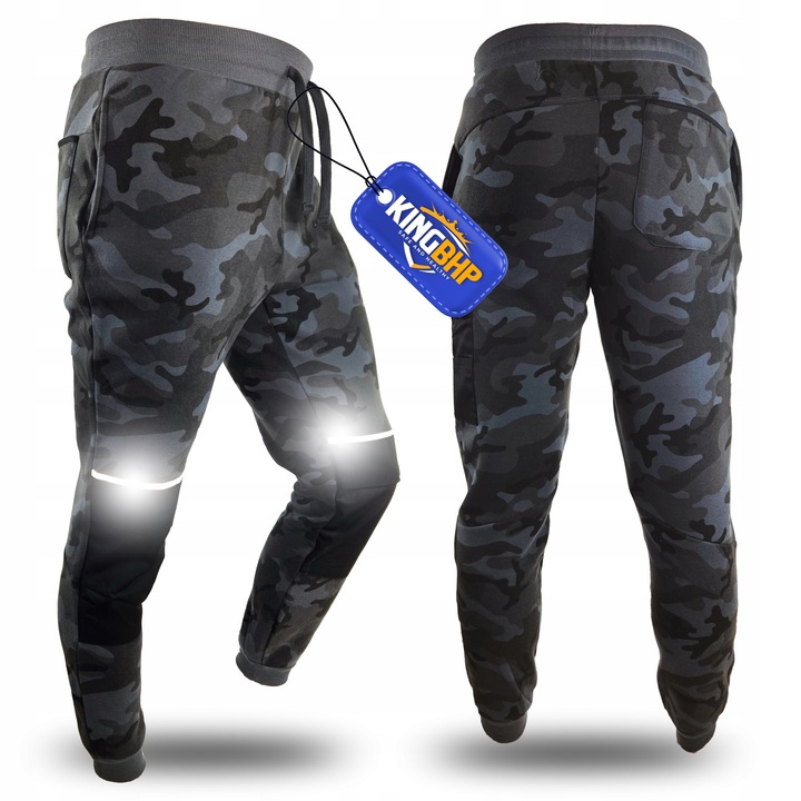 Lekkie Spodnie robocze DRESOWE nakolanniki odblaski DRESY WZMACNIONE bhp