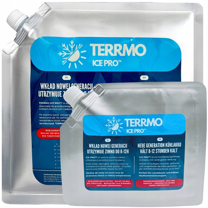 TERRMO Ice Pro - Wydajne Wkłady Żelowe Chłodzące do Lodówki Małe - 4x 350ml