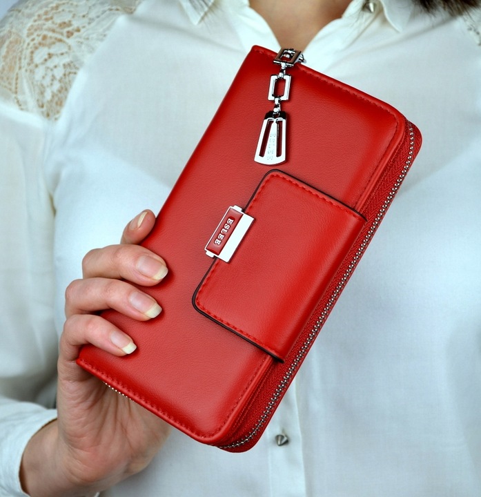 PORTFEL DAMSKI PODWÓJNY NA ZAMEK DUŻY organizer pojemny