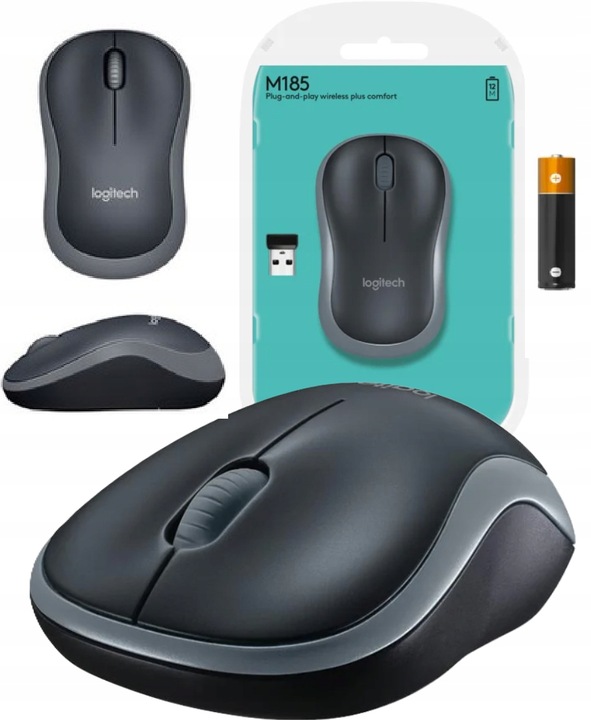 Mysz Bezprzewodowa Logitech M185 Swift Grey - Idealna do biura