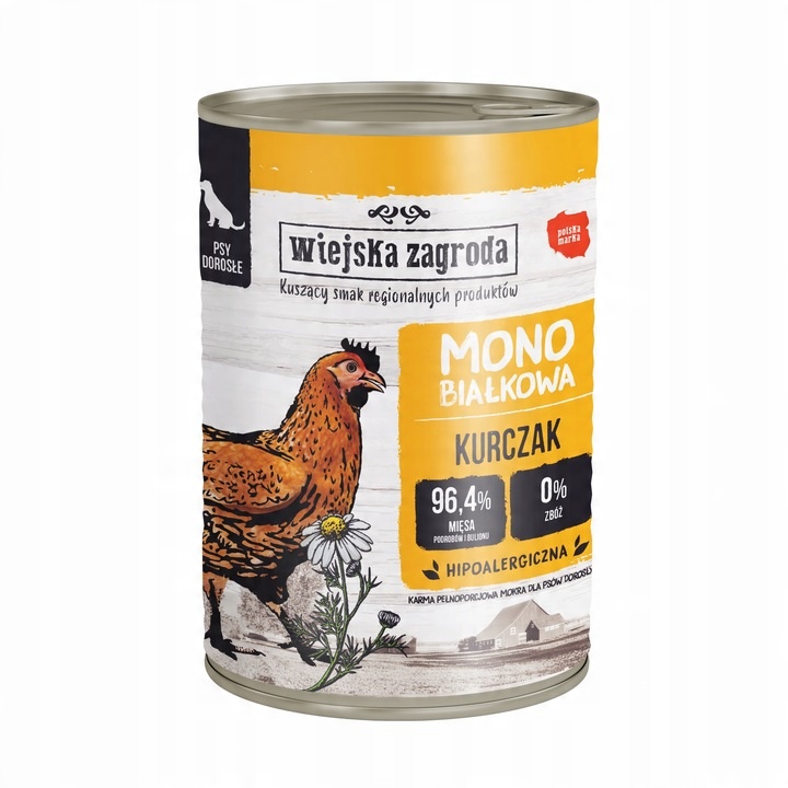Wiejska Zagroda Karma mokra dla psa Monobiałkowa MIX SMAKÓW 12x 400g