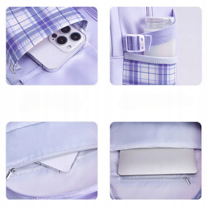 PLECAK SZKOLNY TORNISTER MŁODZIEŻ W KRATĘ POJEMNY DUŻY DO SZKOŁY KL. 4-6