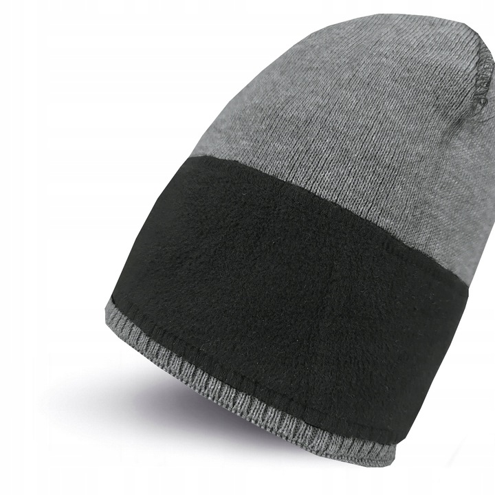 CZAPKA ZIMOWA MĘSKA CIEPŁA DWUWARSTWOWA na POLARZE OCIEPLANA klasyczna