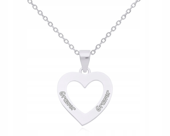 Łańcuszek Srebrny Damski z Sercem + Grawer Opal Niebieski dł. 50 cm 925