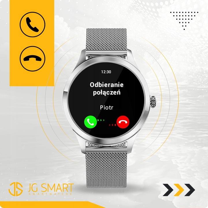 SMARTWATCH DAMSKI DLA KOBIETY MENU PL ROZMOWY SMART WATCH SREBRNY 2 PASKI