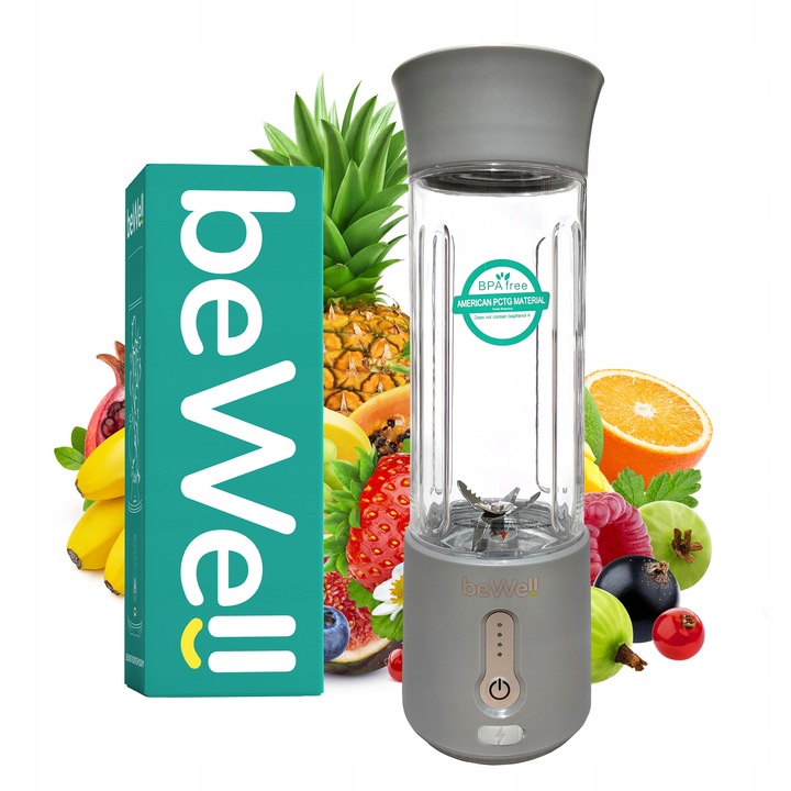 BLENDER KIELICHOWY DO SMOOTHIE I KOKTAJLI RECZNY beWell 500ml BEZPRZEWODOWY