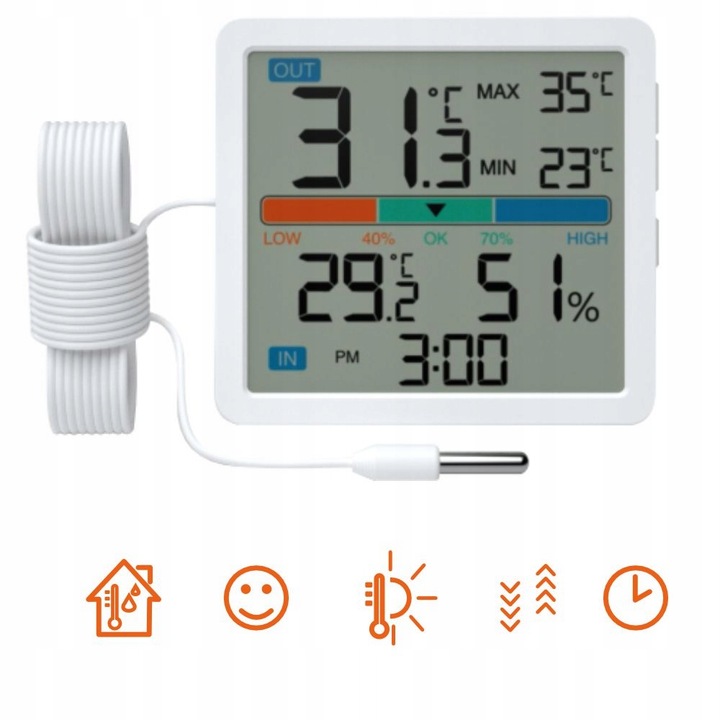Termometr zewnętrzny pokojowy wewnętrzny Higrometr Stacja Pogodowa Manta