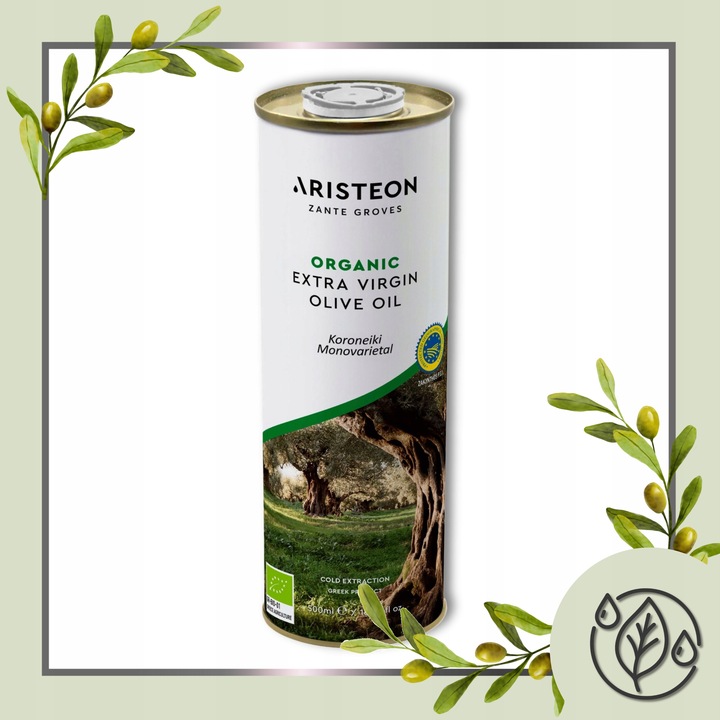 Oliwa z oliwek BIO EXTRA VIRIGIN Grecka ARISTEON 500 ml TŁOCZONA NA ZIMNO
