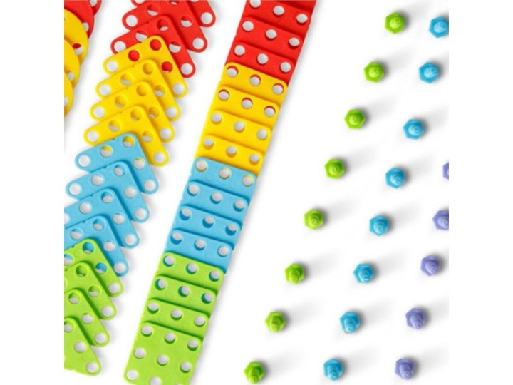 WKRĘTARKA ZESTAW KONSTRUKCYJNY dla dzieci ŚRUBKI 3D Kolorowe klocki Kuferek