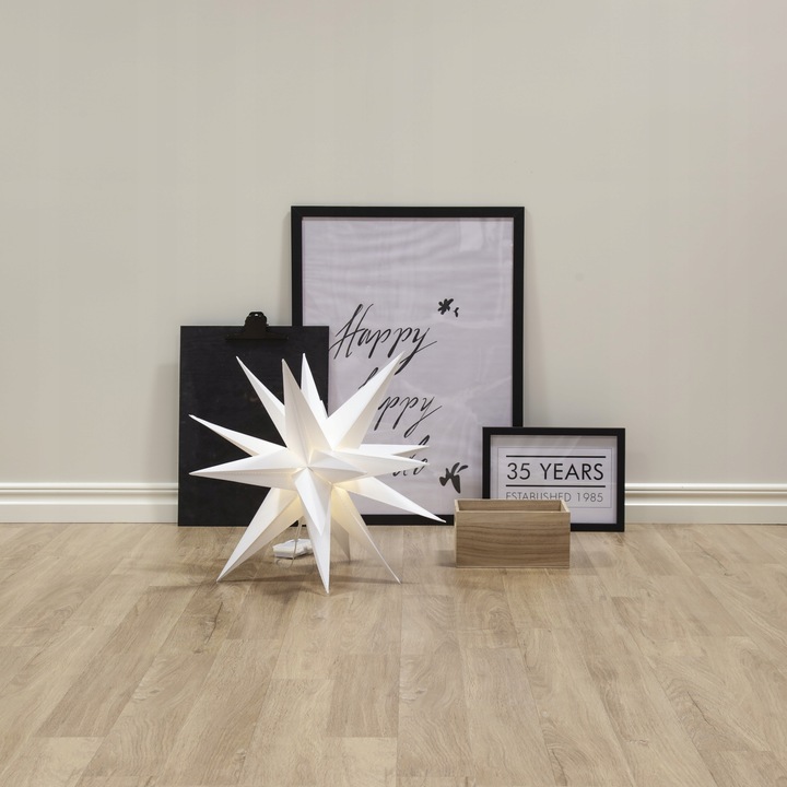 Gwiazda wisząca biała 3D Led ALICE 57 cm na baterie