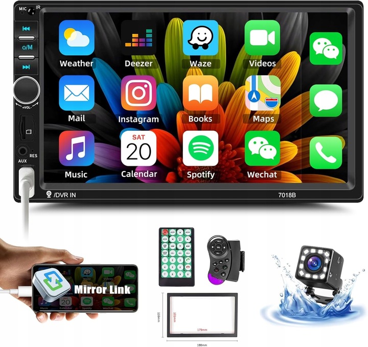 Z całym zestawem stylu Radio samochodowe 7018B 7'' 2Din FM Bluetooth MP5