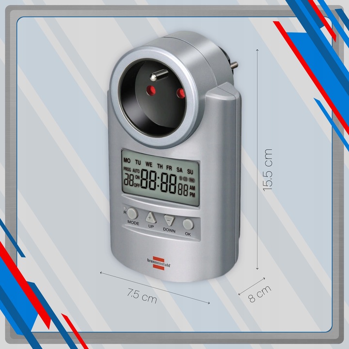 ELEKTRONICZNY TIMER PROGRAMATOR CZASOWY LCD 3500W BRENNENSTUHL