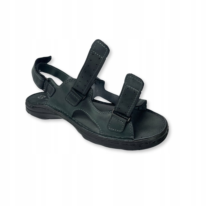SANDAŁY MĘSKIE SKÓRZANE OBUWIE BUTY NA RZEPY SKÓRA BYDLĘCA + GRATIS ŁYŻKA