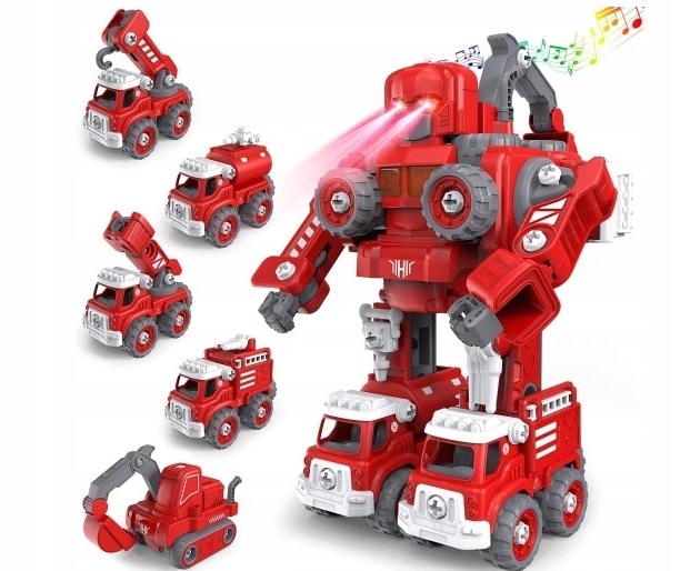 5w1 AUTO ROBOT DO SKŁADANIA ŚWIECĄCY DŻWIĘKI DLA DZIECI KOPARKA DŻWIG