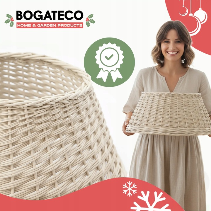 OSŁONA WIKLINOWA NA STOJAK POD CHOINKĘ 60CM OSŁONKA DO CHOINKI BIAŁA