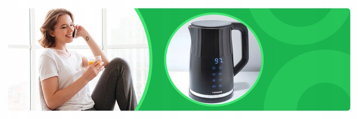 Czajnik elektryczny Tiross wewnętrzne ze stali nierdzewnej 2200 W czarny