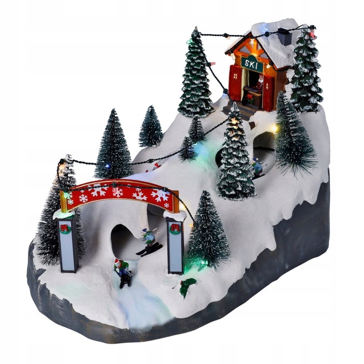 Świąteczna wioska ze stokiem narciarskim 25,5cm