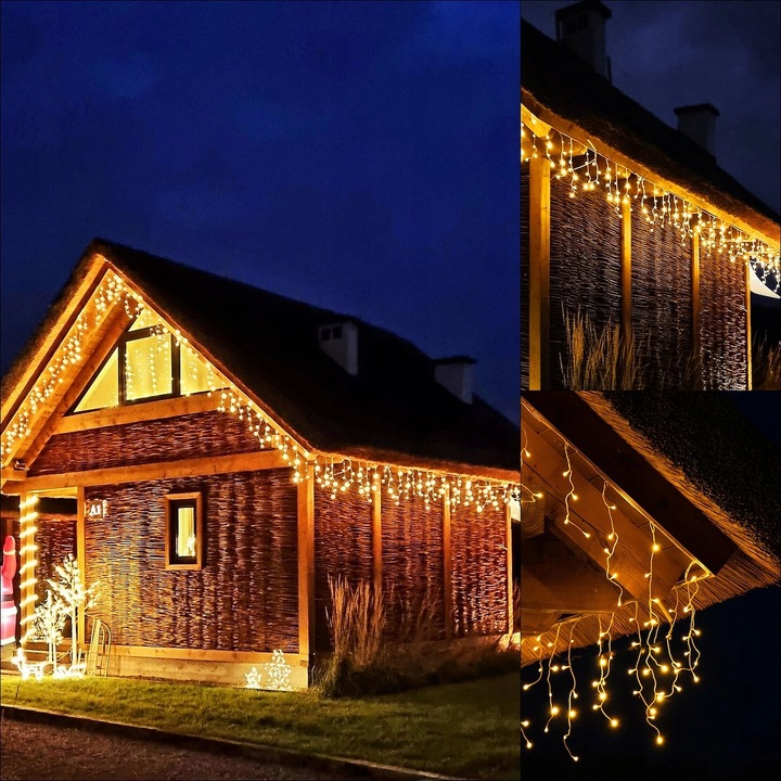 LAMPKI SOPLE CHOINKOWE 300LED KURTYNA ŚWIETLNA FLASH ZEW/WEW CIEPŁY BIAŁY
