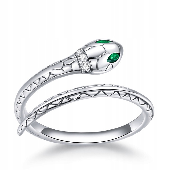 Srebrny Pierścionek Otwarty LŚNIĄCY WĄŻ S925